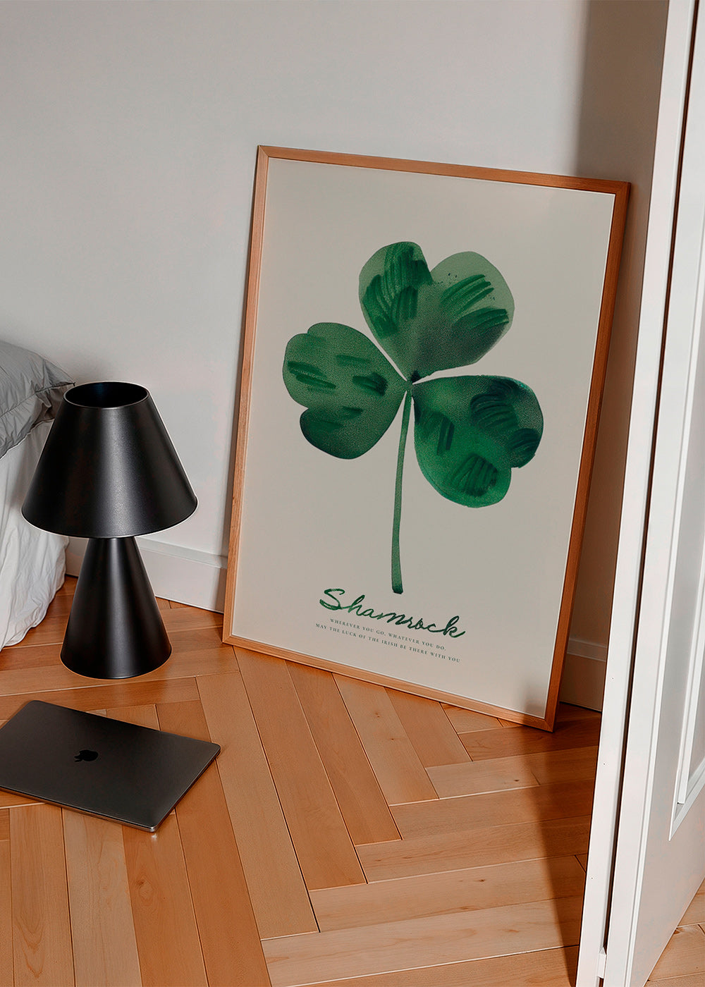 Botanisk plakat Shamrock kløver akvarel