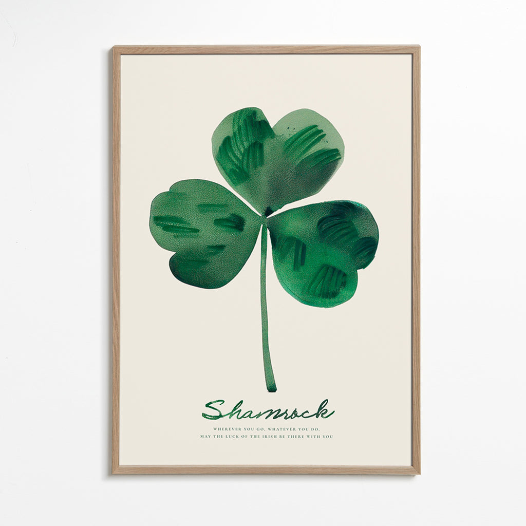 Botanisk plakat Shamrock kløver akvarel