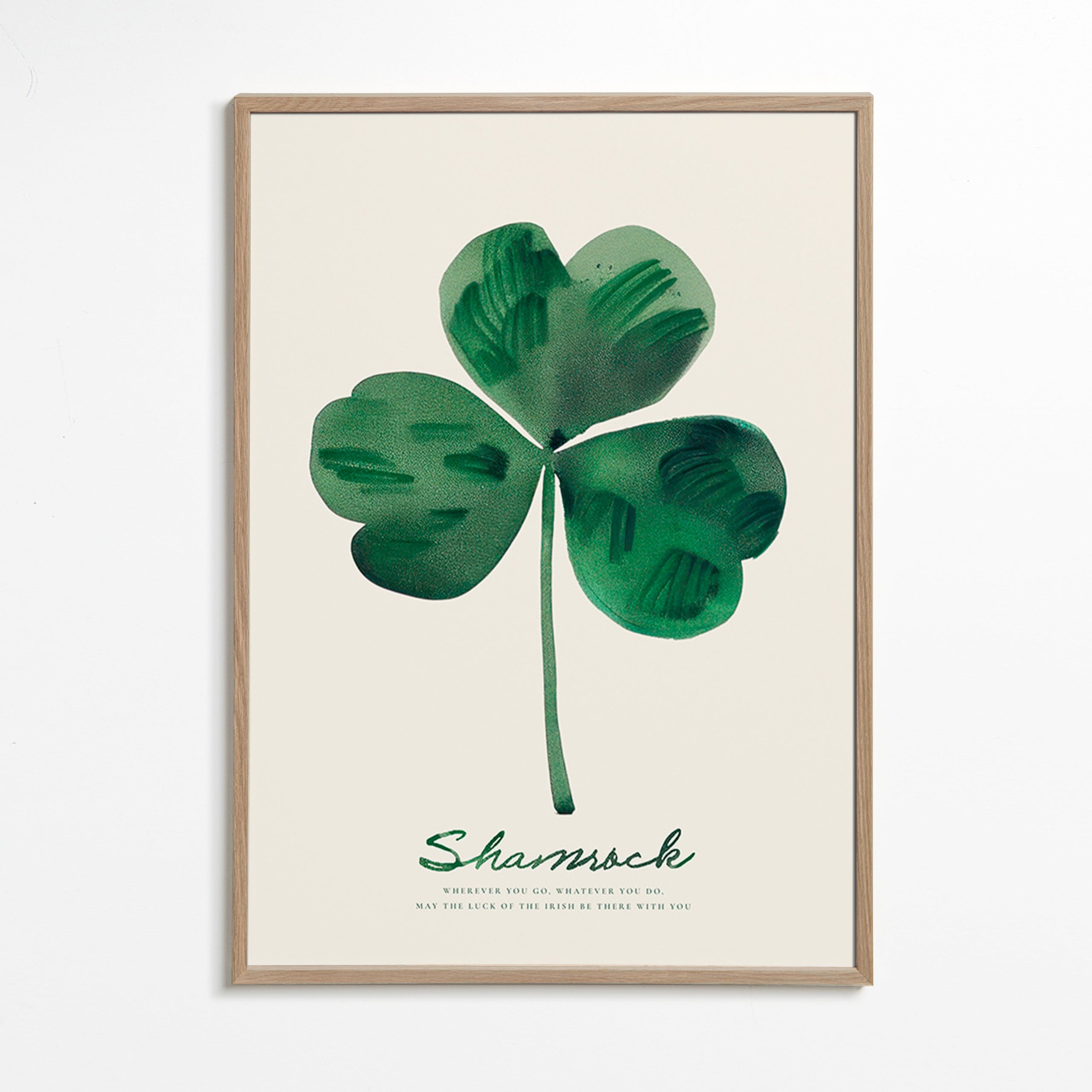 Botanisk plakat Shamrock kløver akvarel