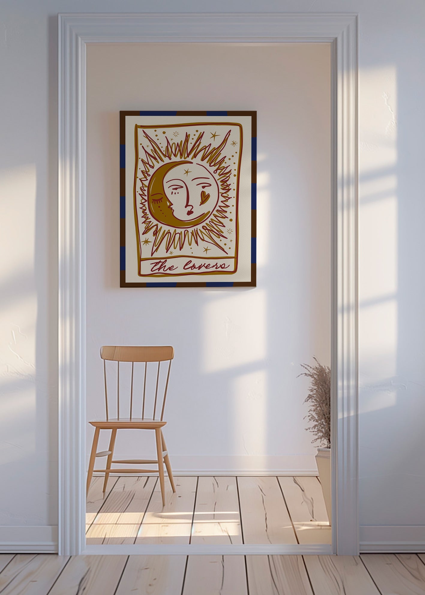 Tarotillustration 'The Lovers' sol og måne