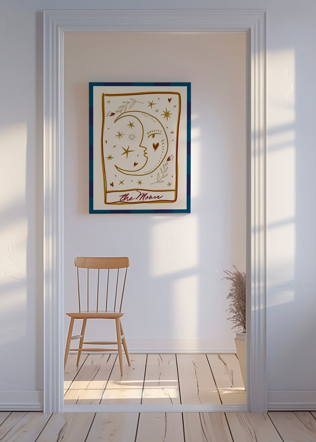 Illustration måneansigt med stjerner