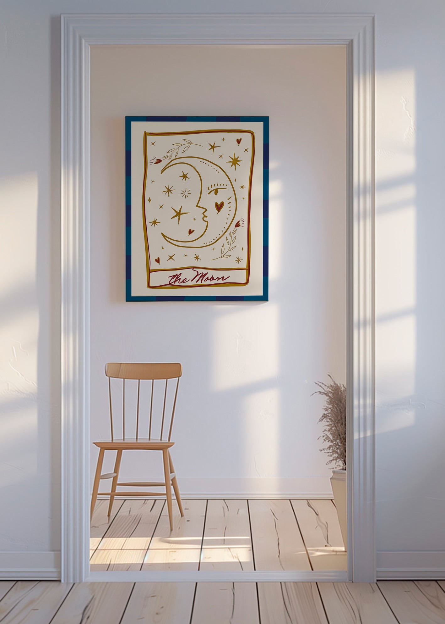 Illustration måneansigt med stjerner