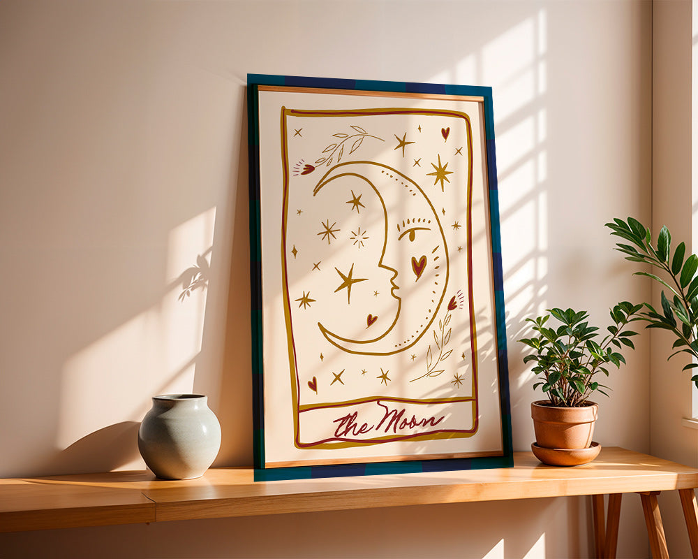 Illustration måneansigt med stjerner