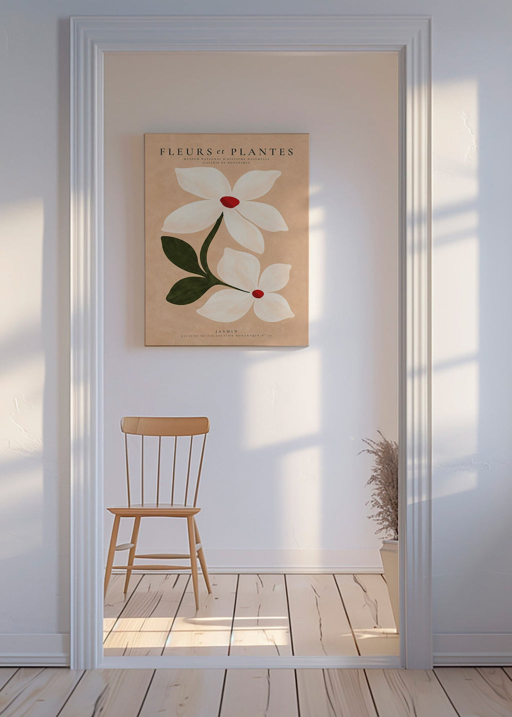 Botanisk plakat jasmin på beige baggrund