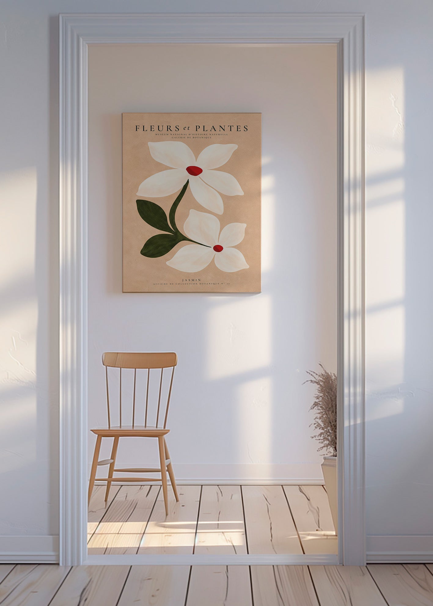 Botanisk plakat jasmin på beige baggrund