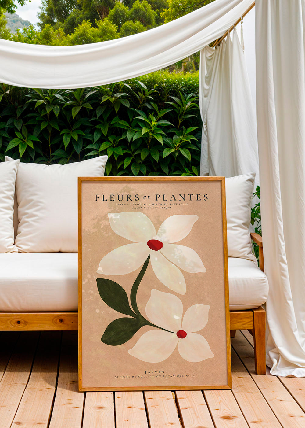 Botanisk plakat jasmin på beige baggrund