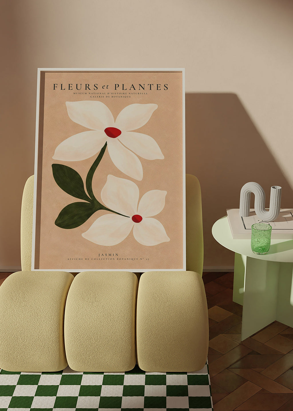 Botanisk plakat jasmin på beige baggrund