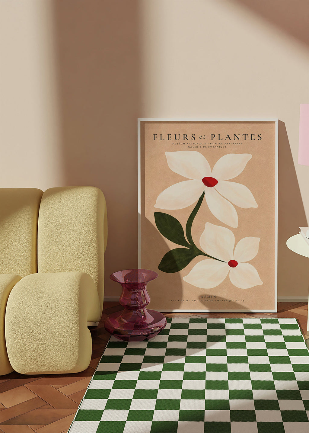 Botanisk plakat jasmin på beige baggrund