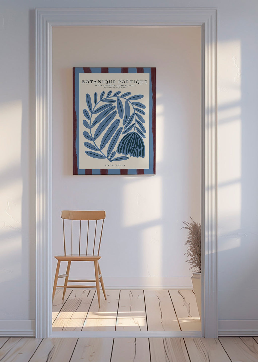 Botanisk plakat: stiliseret blå akacie