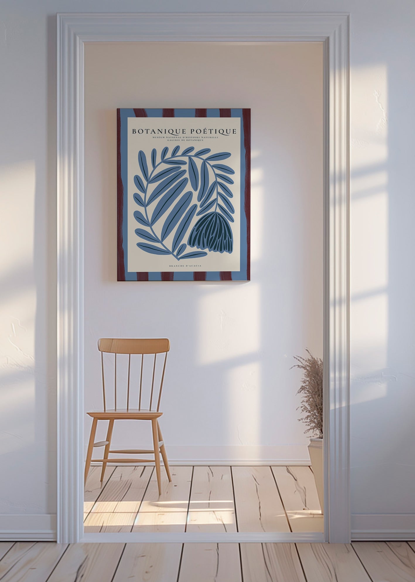 Botanisk plakat: stiliseret blå akacie