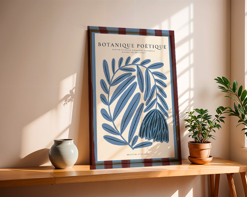 Botanisk plakat: stiliseret blå akacie