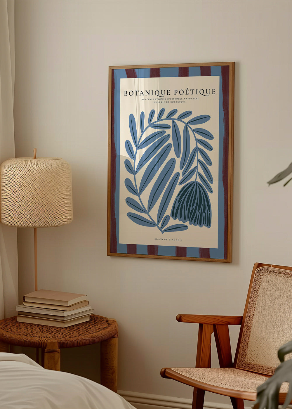 Botanisk plakat: stiliseret blå akacie