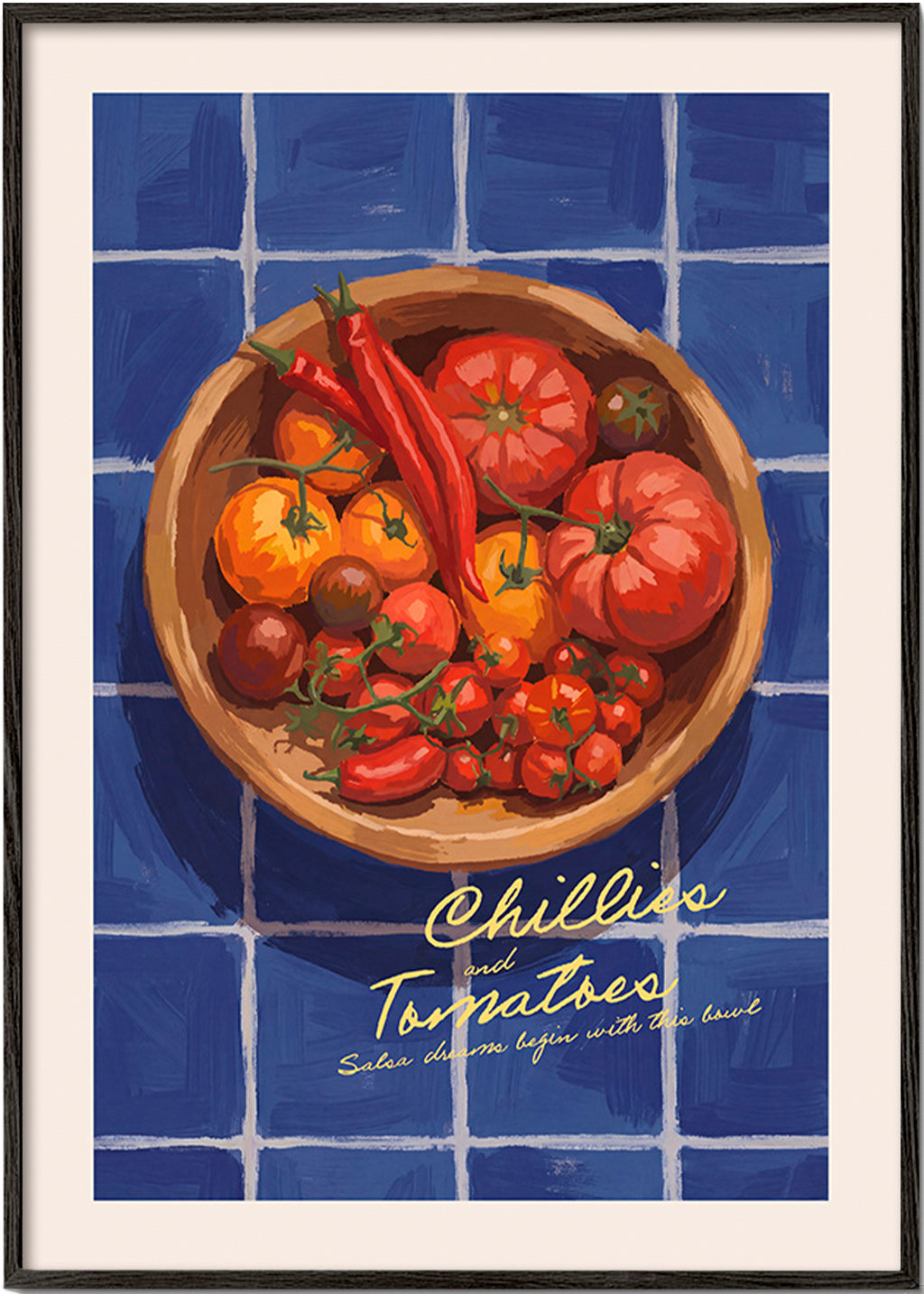 Køkkenkunst med chili og tomater illustration