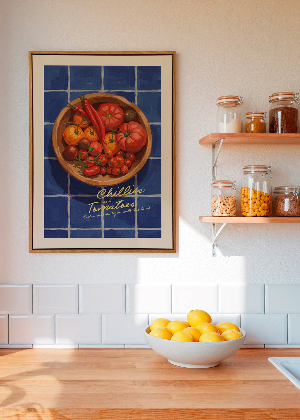 Køkkenkunst med chili og tomater illustration