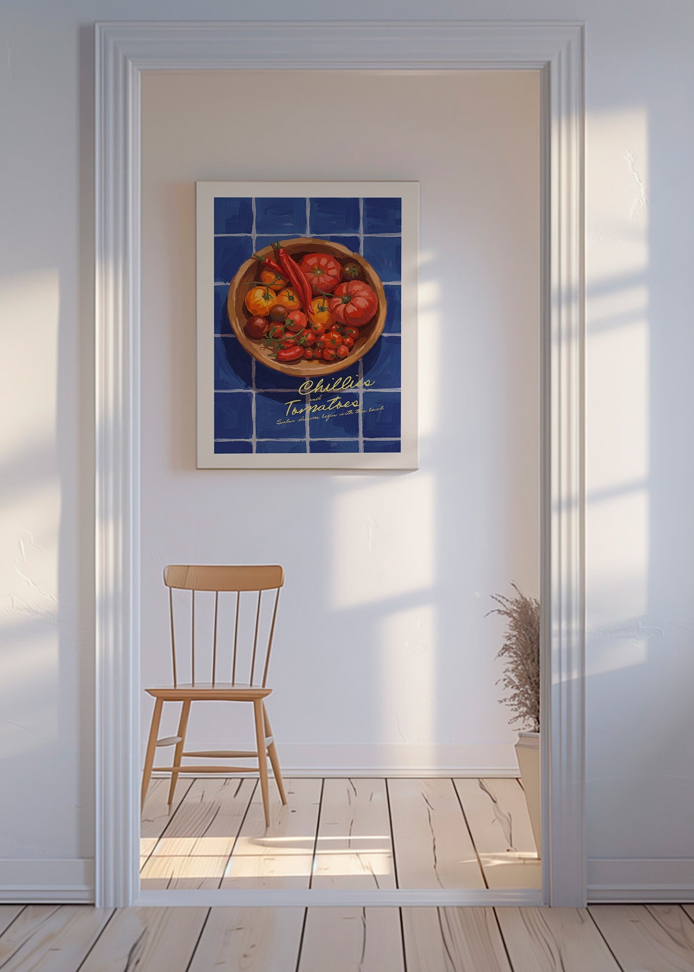 Køkkenkunst med chili og tomater illustration