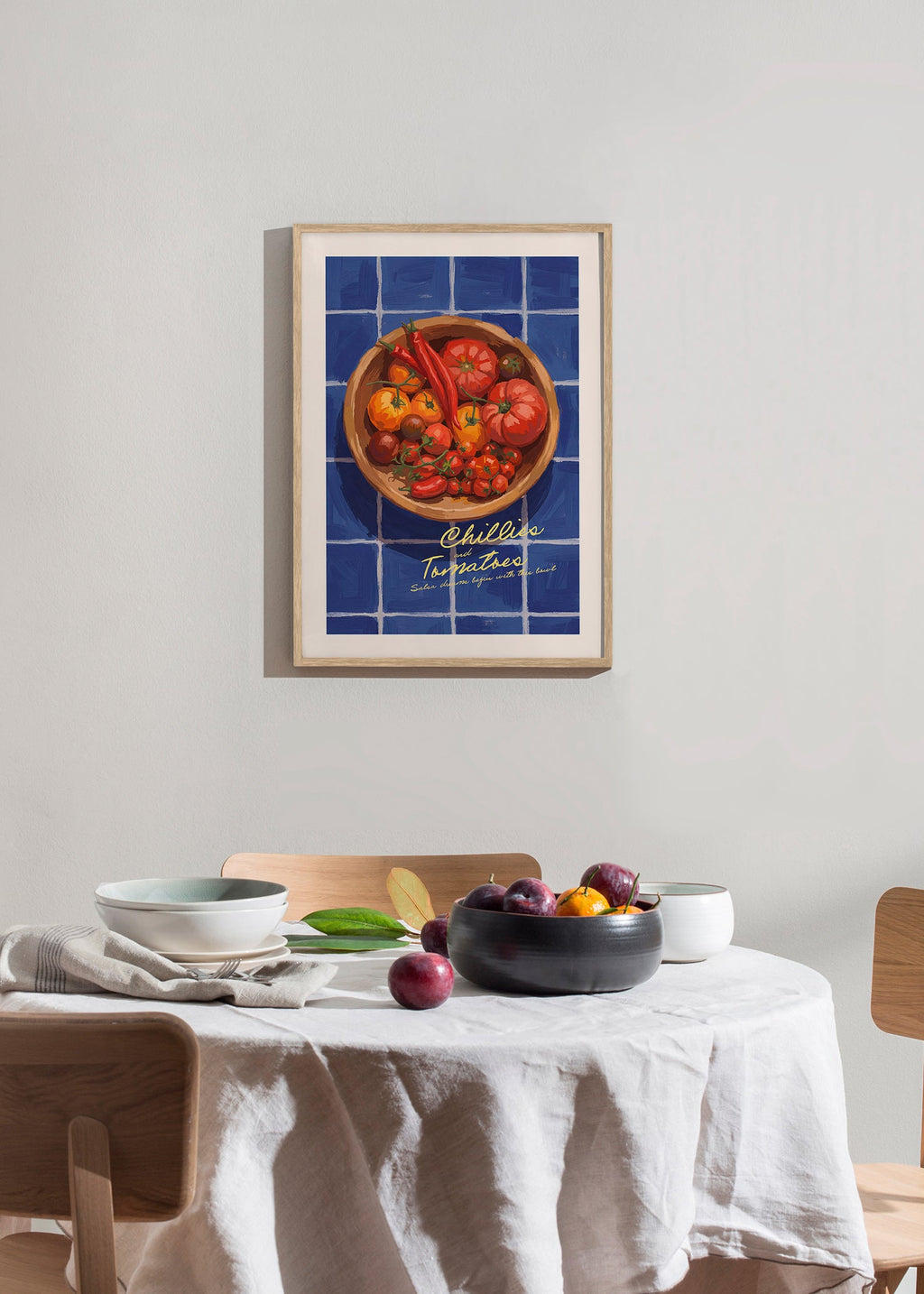 Køkkenkunst med chili og tomater illustration