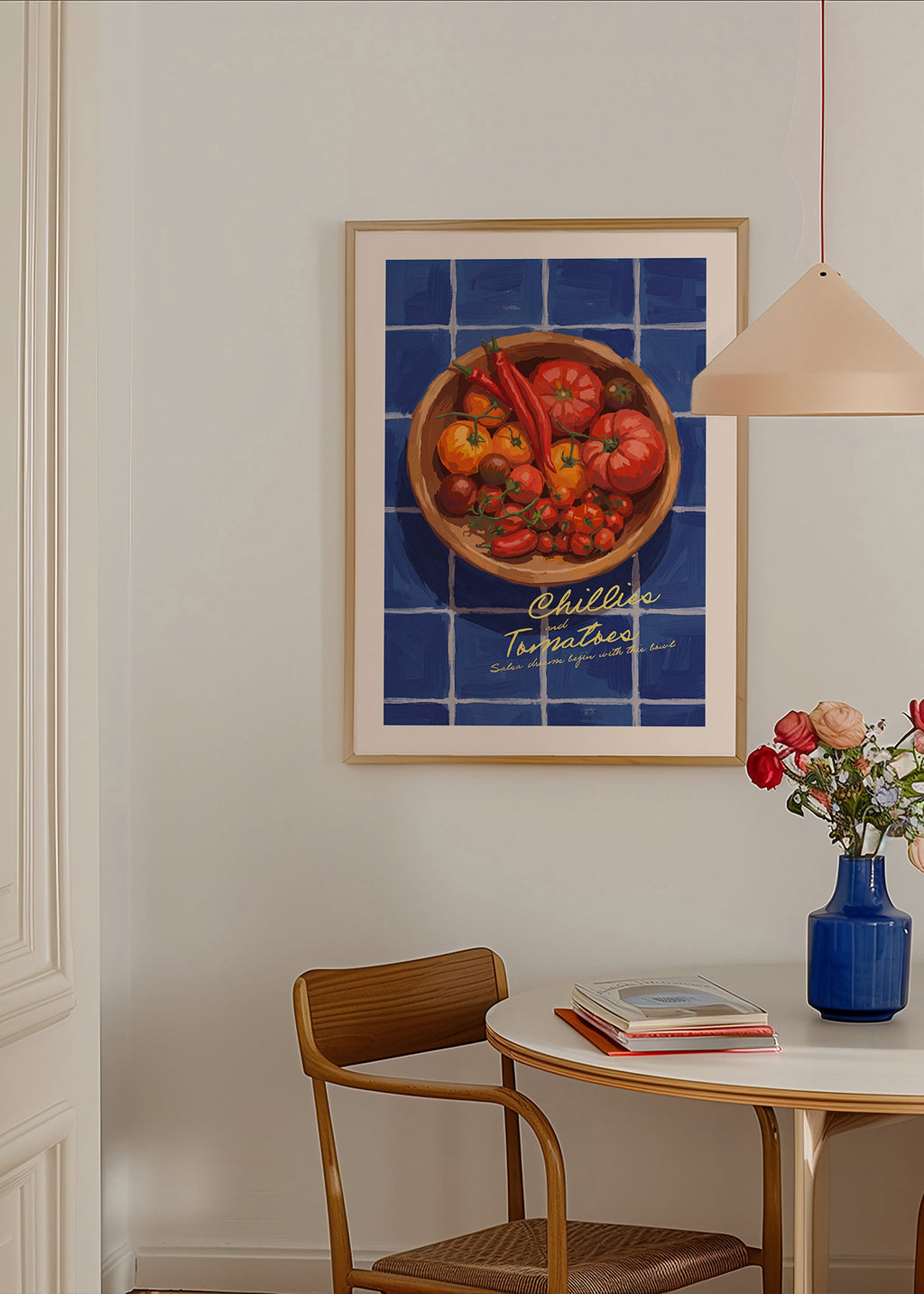 Køkkenkunst med chili og tomater illustration
