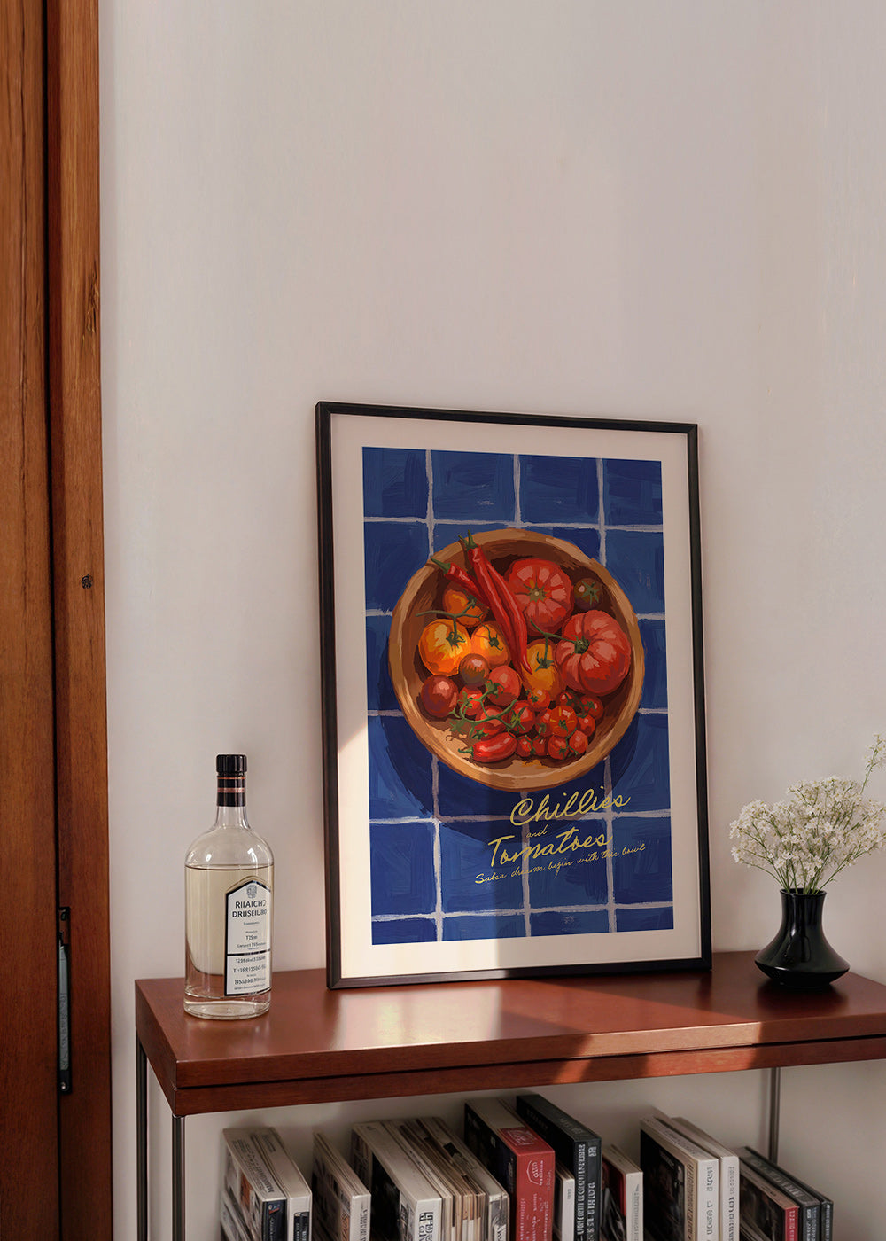 Køkkenkunst med chili og tomater illustration