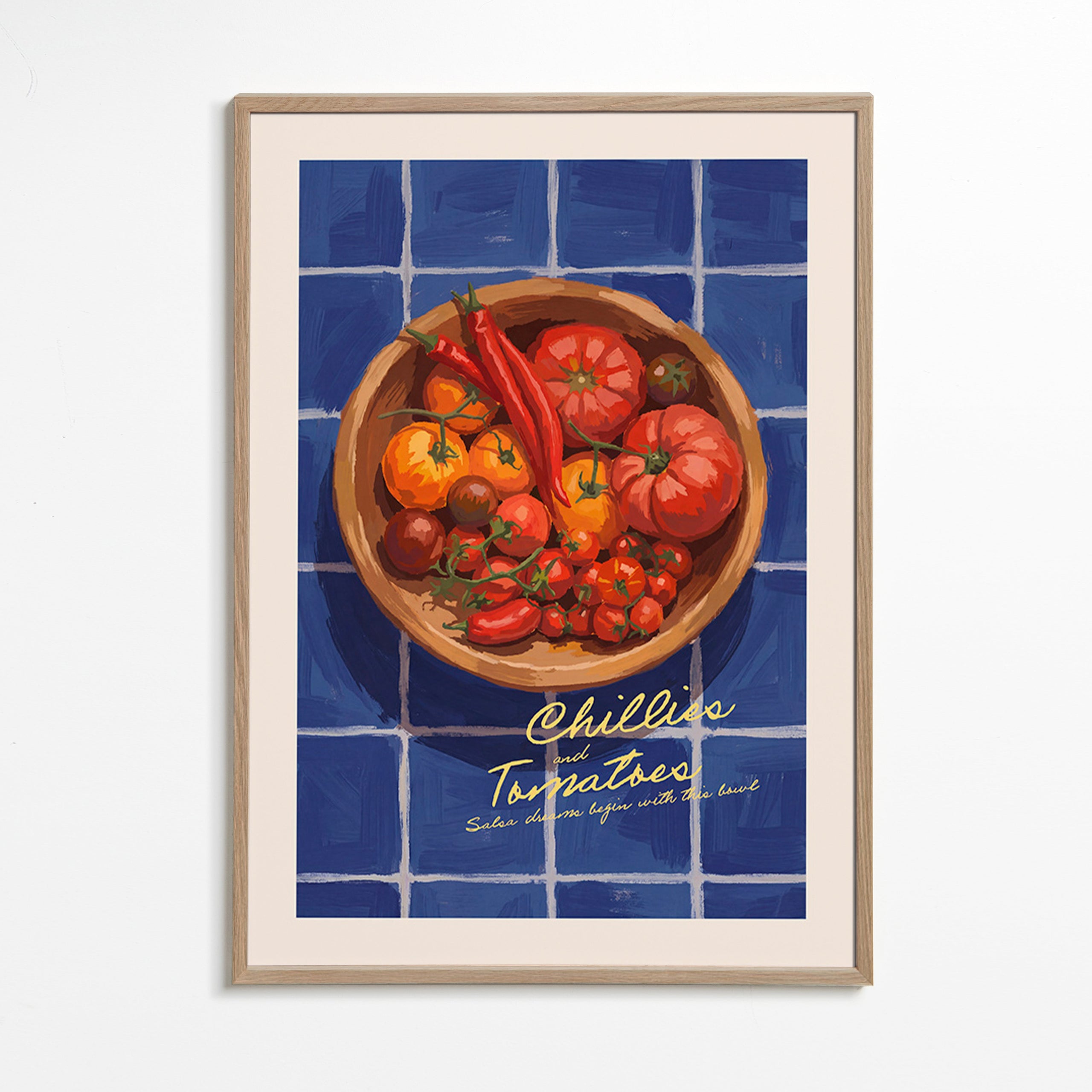 Køkkenkunst med chili og tomater illustration