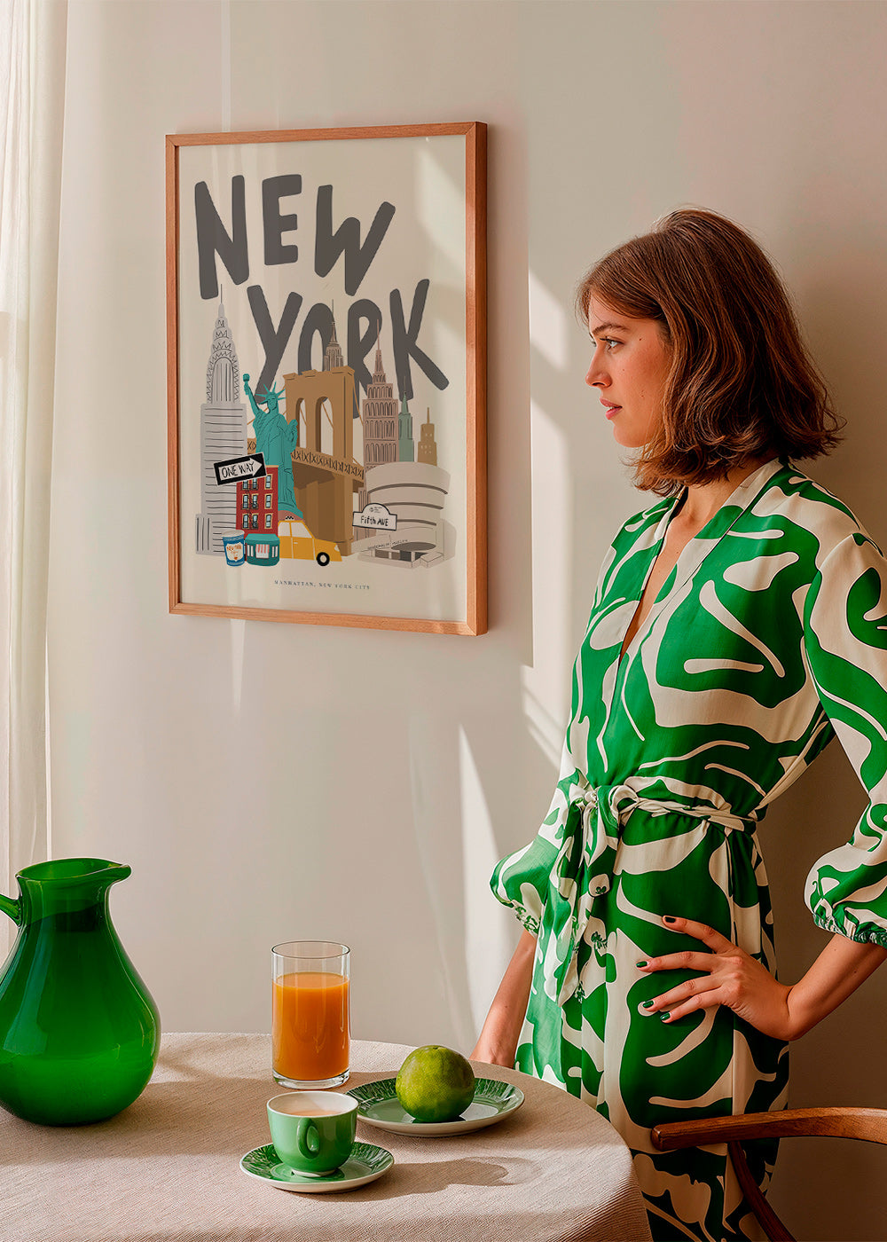 Rejseplakat med New York-ikoner
