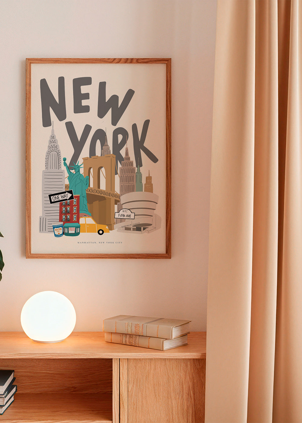 Rejseplakat med New York-ikoner