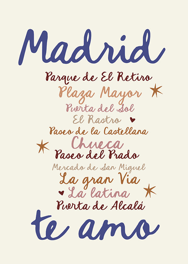 Rejseplakat Madrid markant typografi