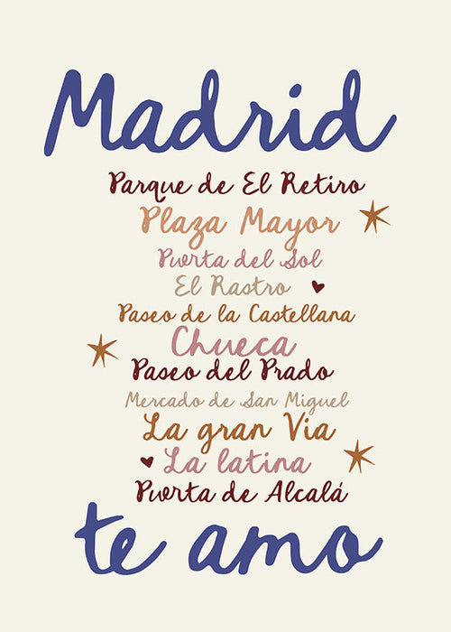 Rejseplakat Madrid markant typografi