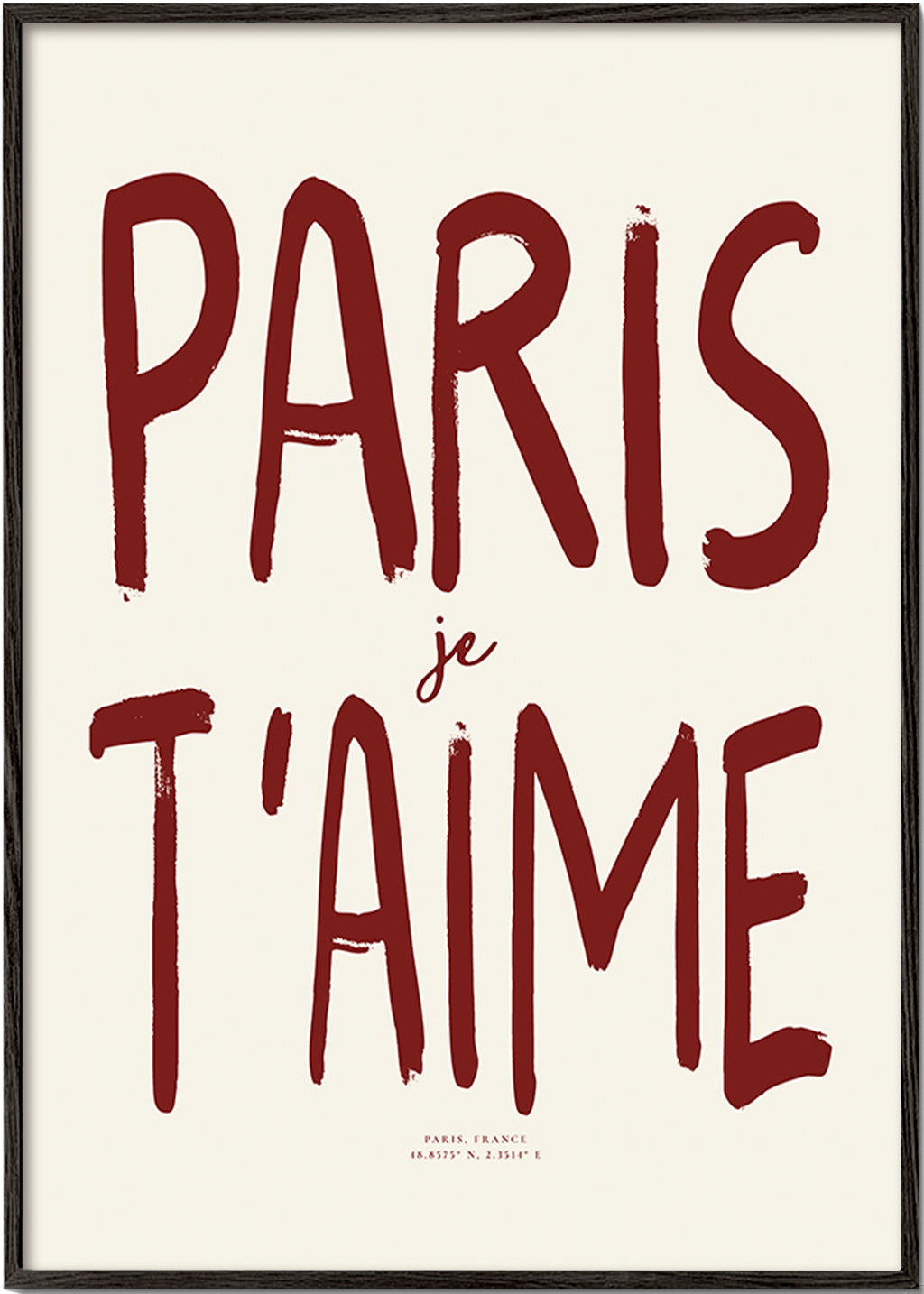 Rejseplakat typografi Paris je t'aime