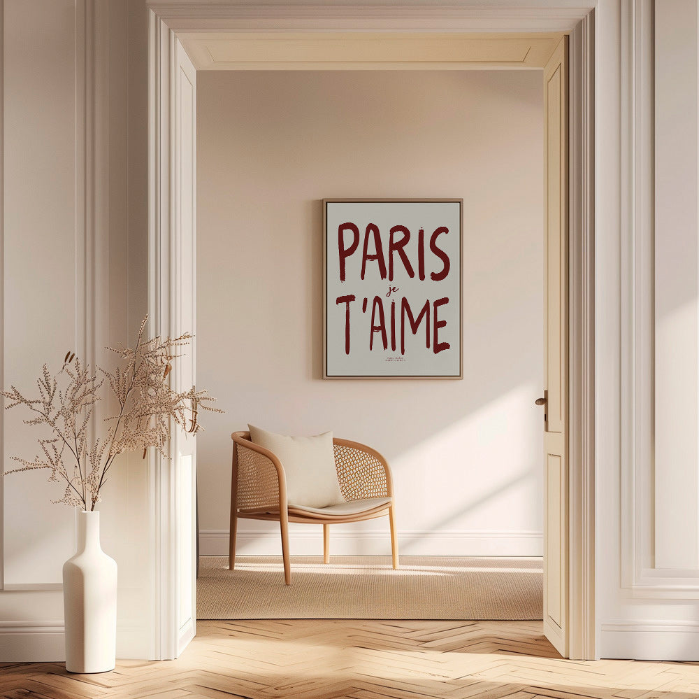 Rejseplakat typografi Paris je t'aime
