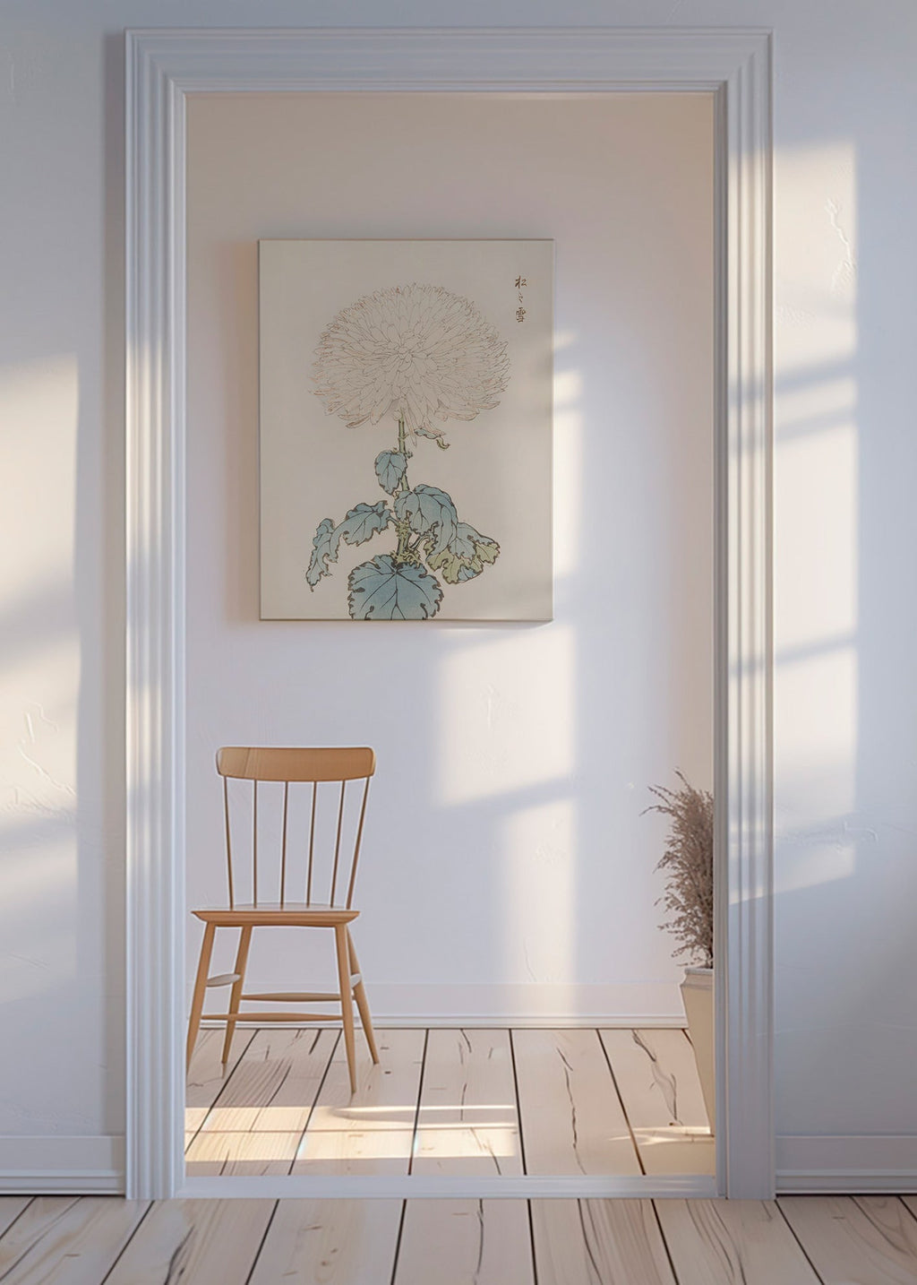 Botanisk plakat: japansk krysantem detalje