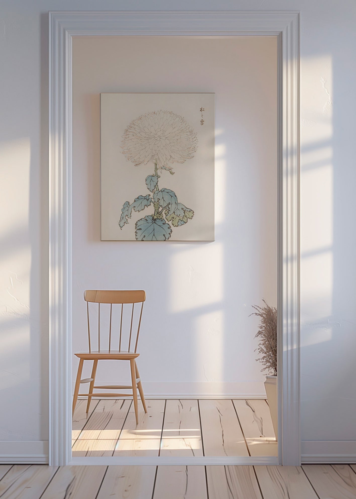 Botanisk plakat: japansk krysantem detalje