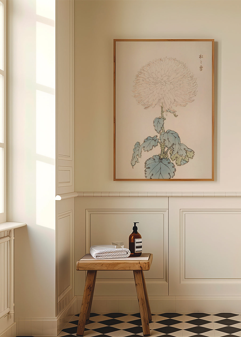 Botanisk plakat: japansk krysantem detalje