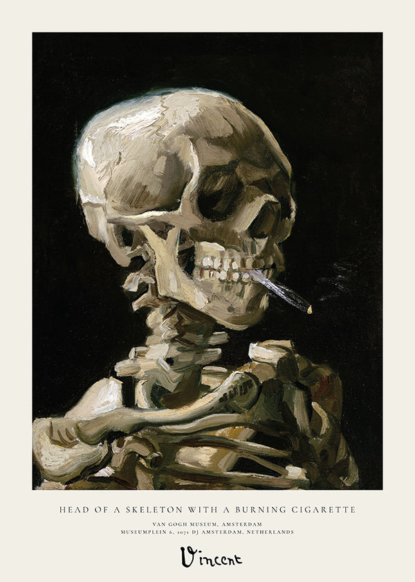Vintage kranie med brændende cigaret