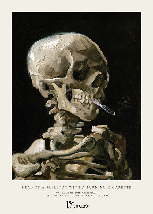 Vintage kranie med brændende cigaret