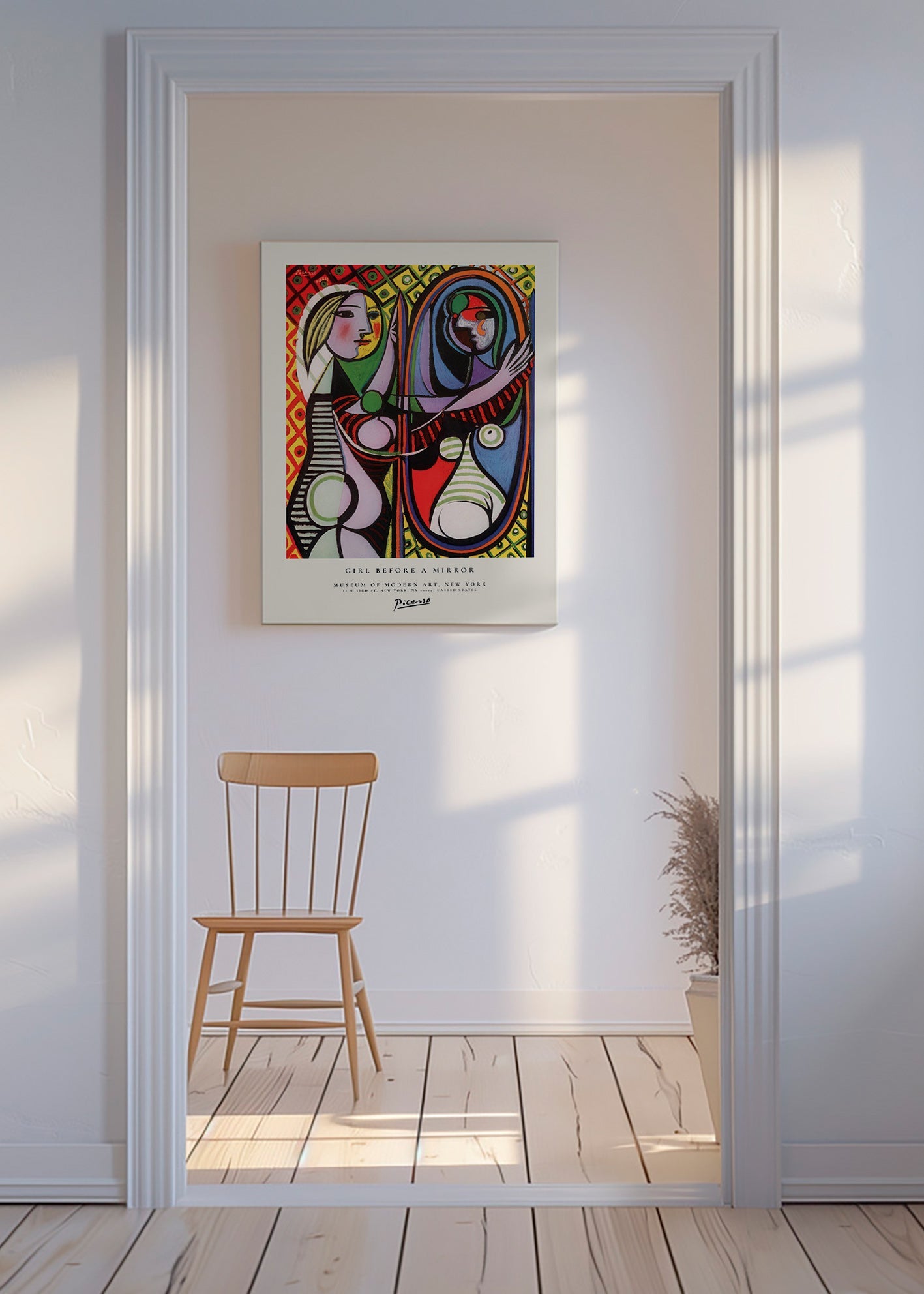 Abstrakt billede med figur foran spejl