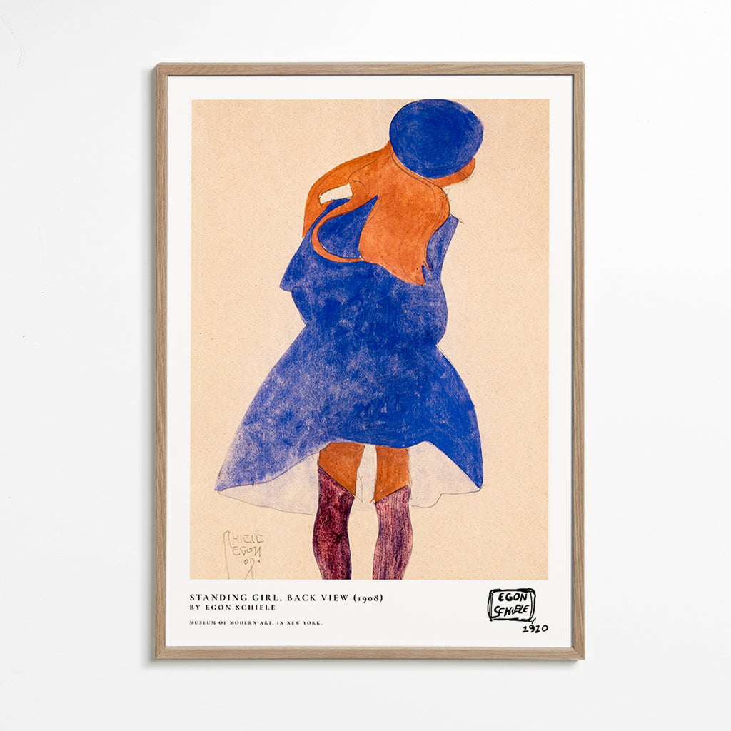 Illustration: kvindefigur set bagfra i blå