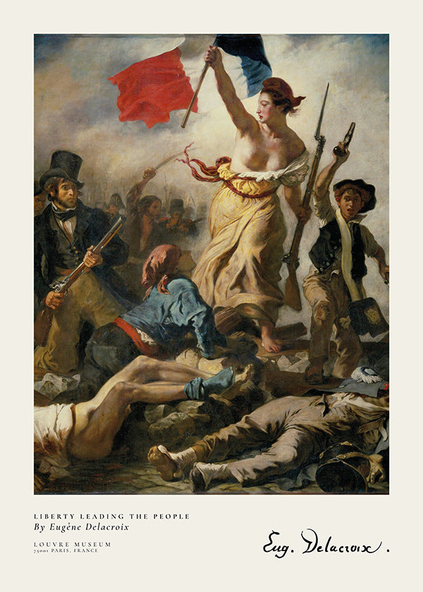 Vintage plakat med kvinde og trikolorflag