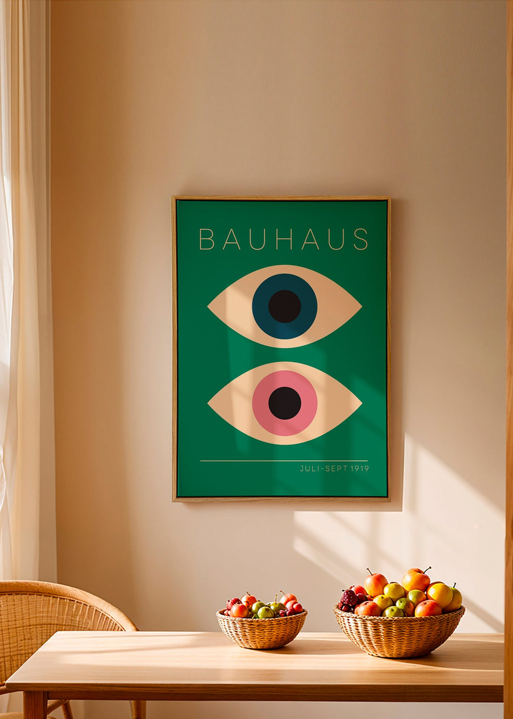 Geometrisk plakat Bauhaus tvillingeøjne