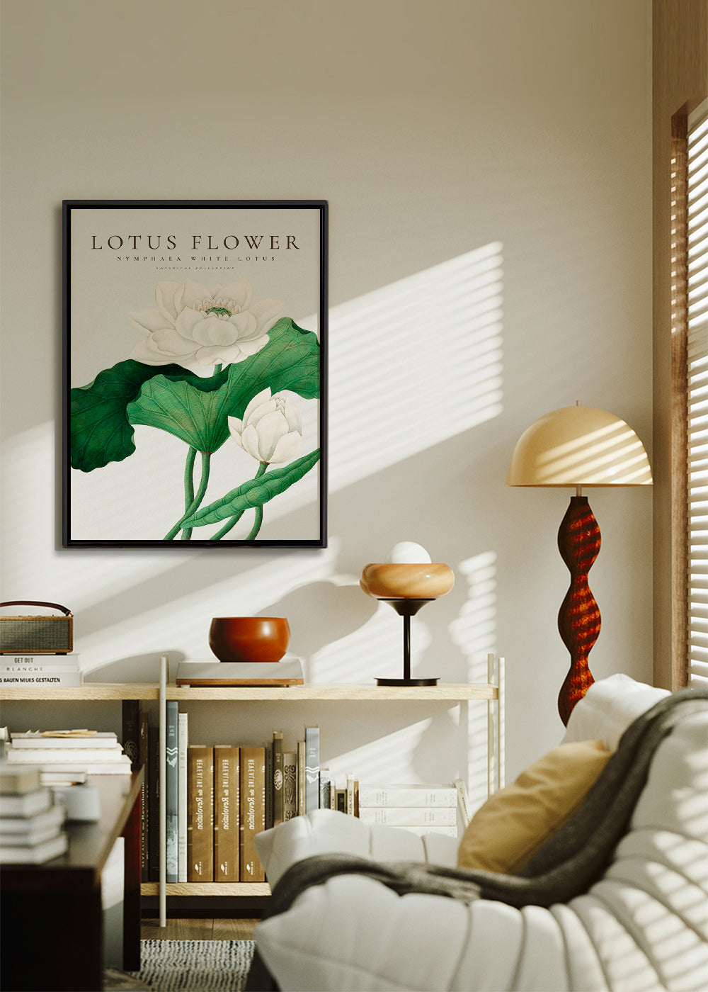 Botanisk plakat Hvid lotus studie