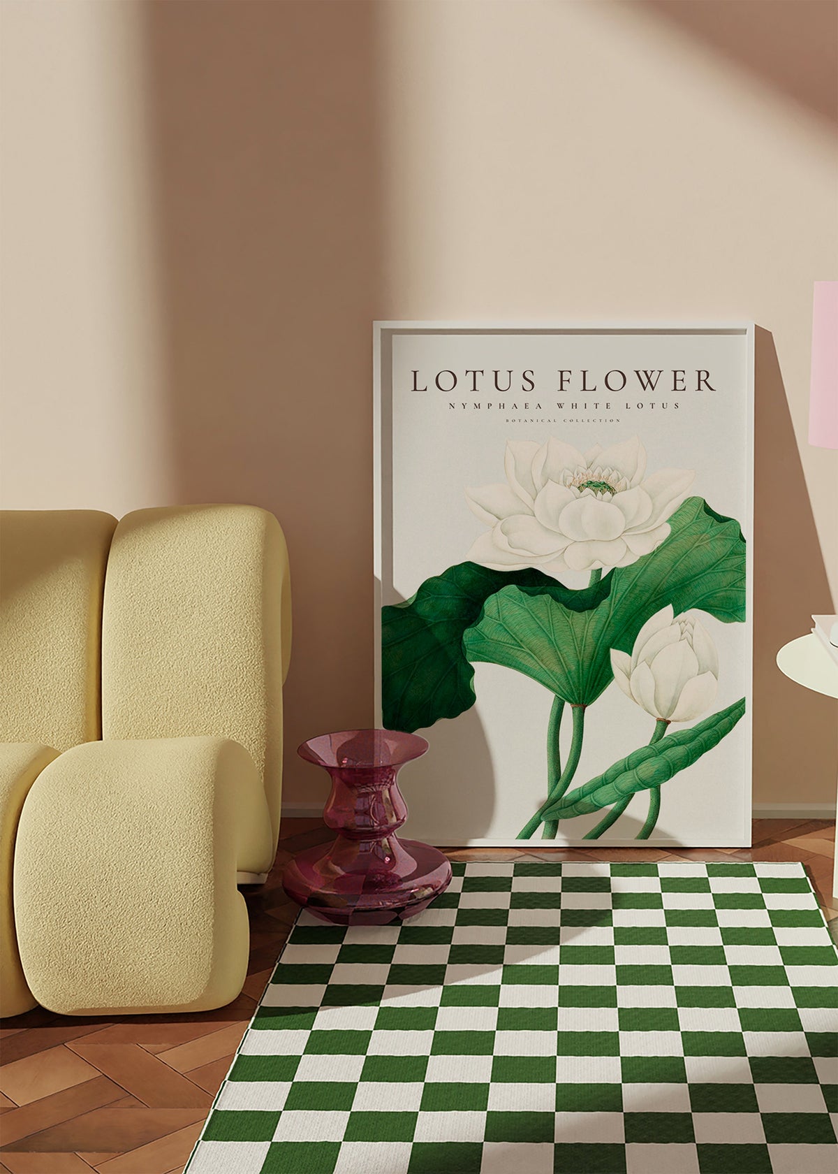 Botanisk plakat Hvid lotus studie