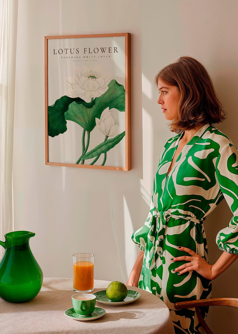 Botanisk plakat Hvid lotus studie