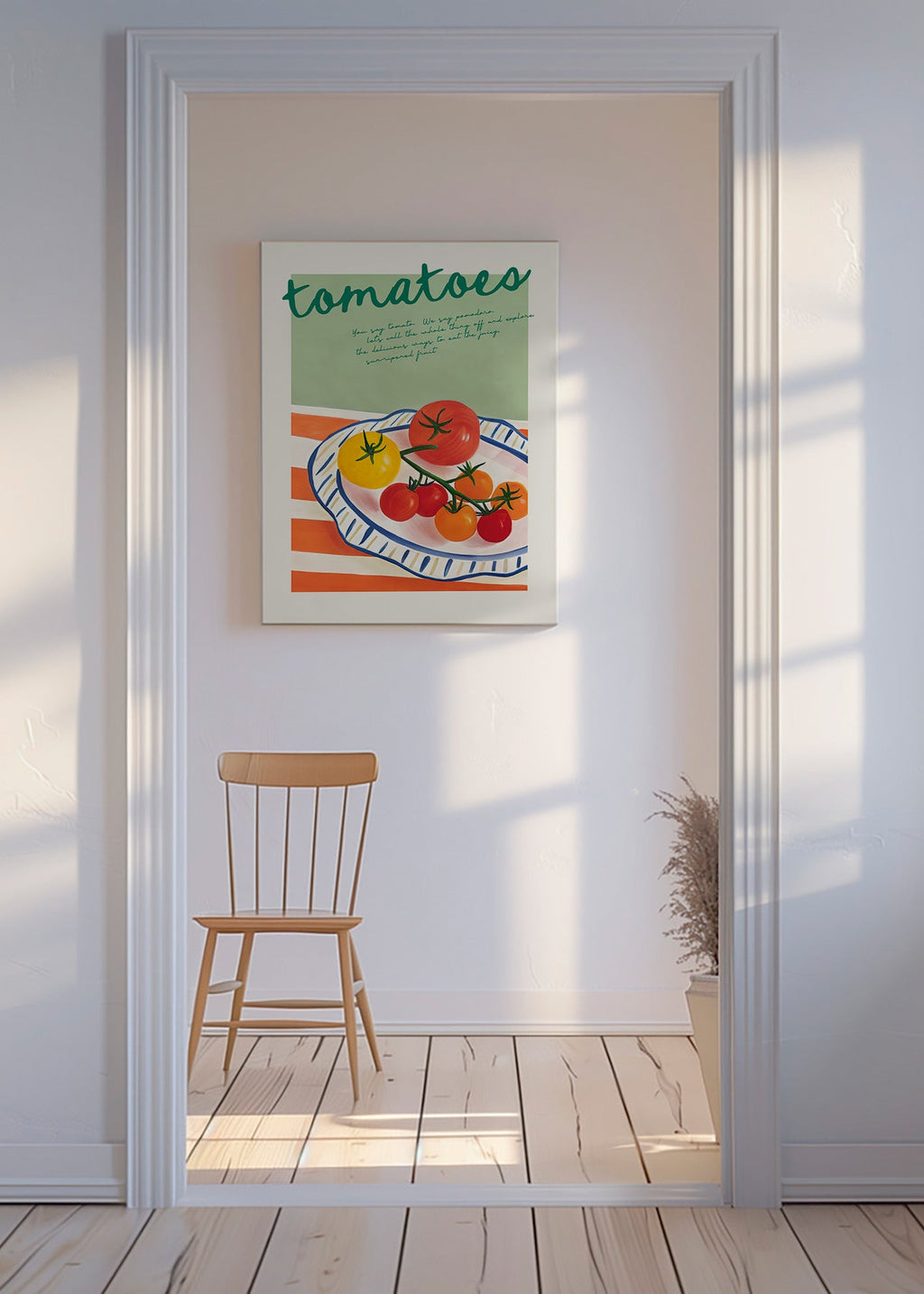Køkkenkunst med illustrerede tomater