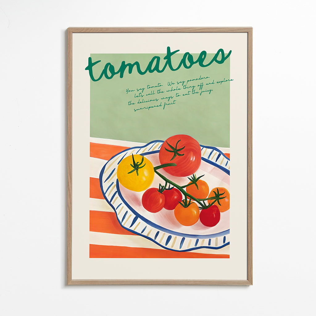 Køkkenkunst med illustrerede tomater