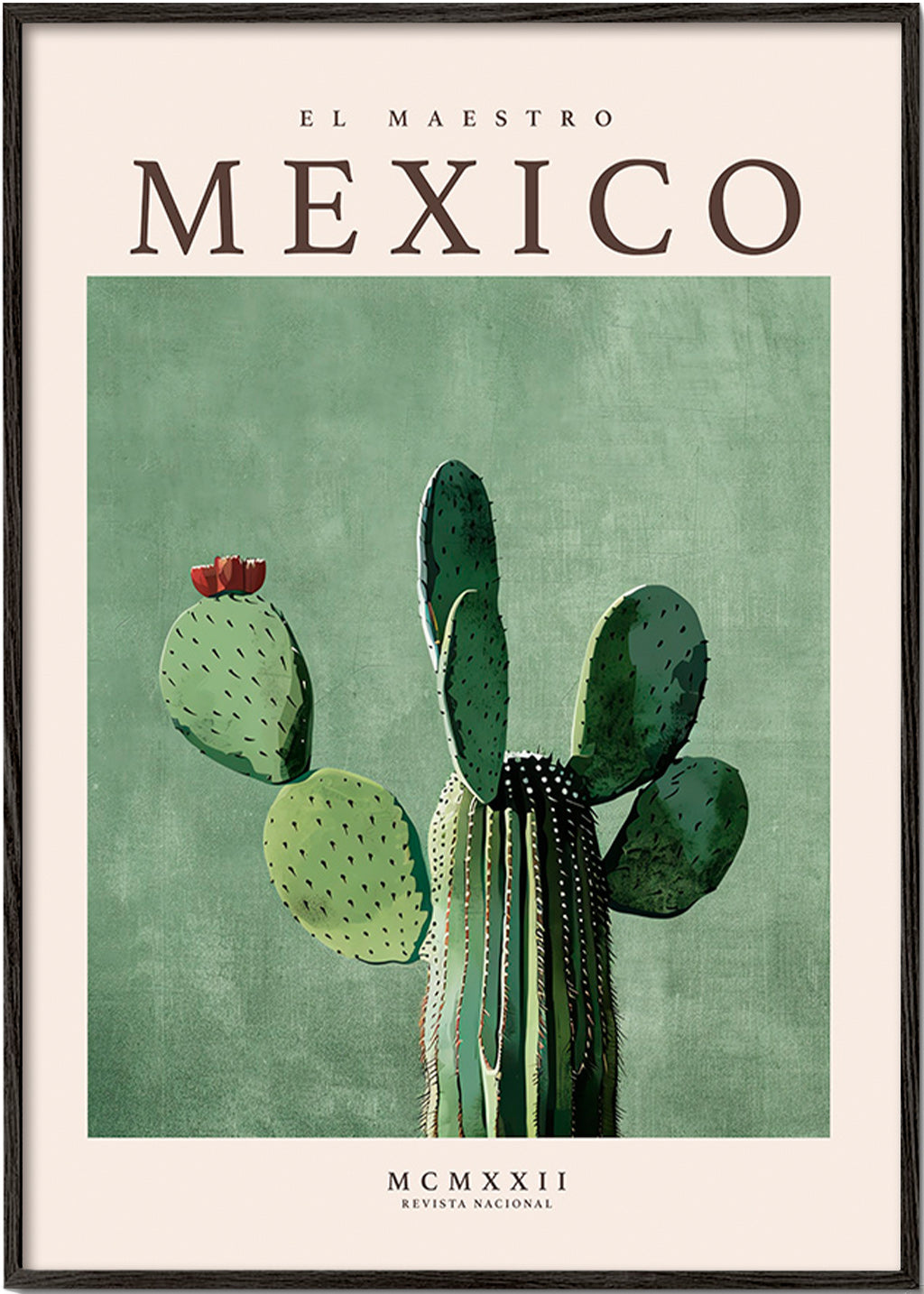 Botanisk plakat Mexico med kaktus