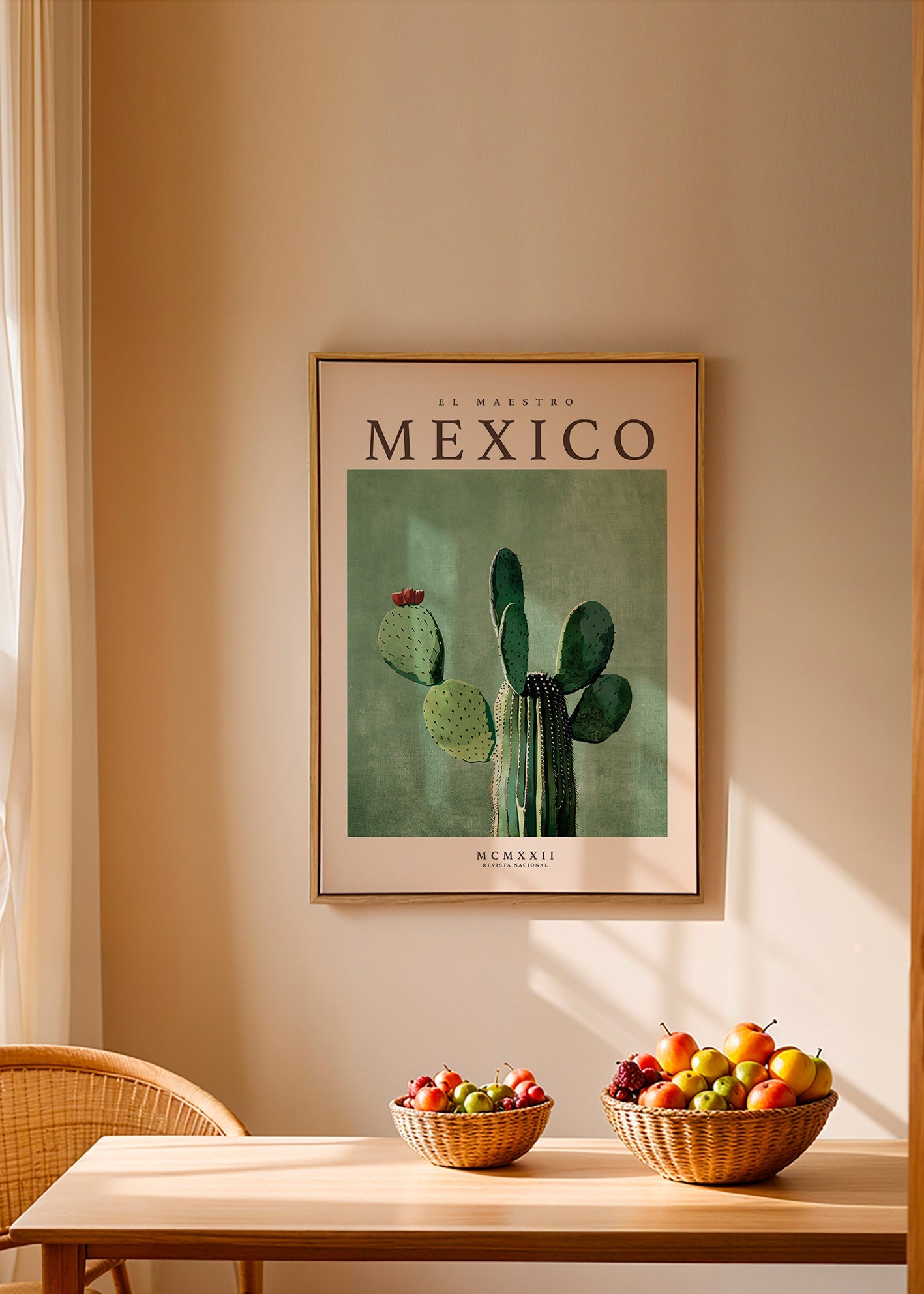 Botanisk plakat Mexico med kaktus