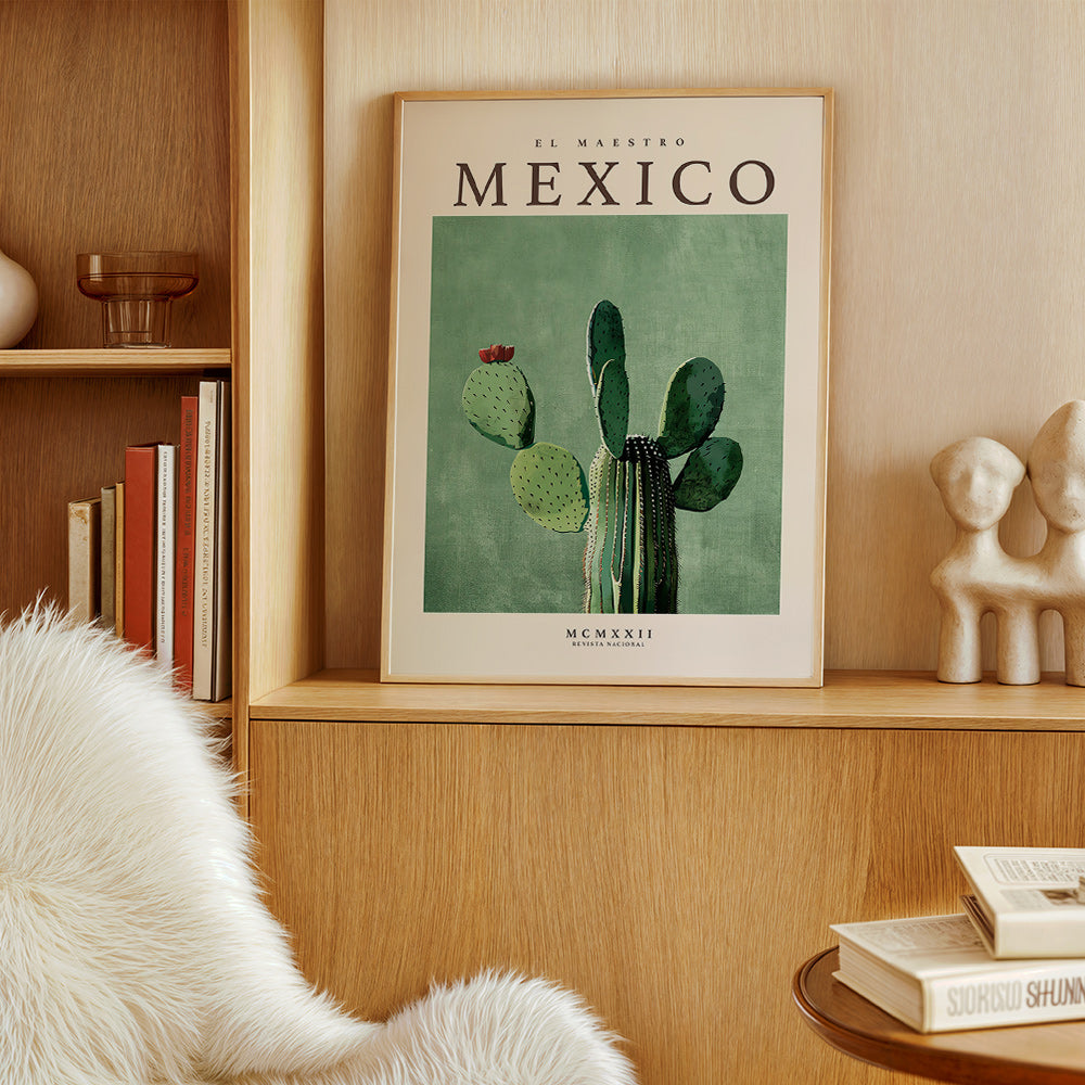 Botanisk plakat Mexico med kaktus