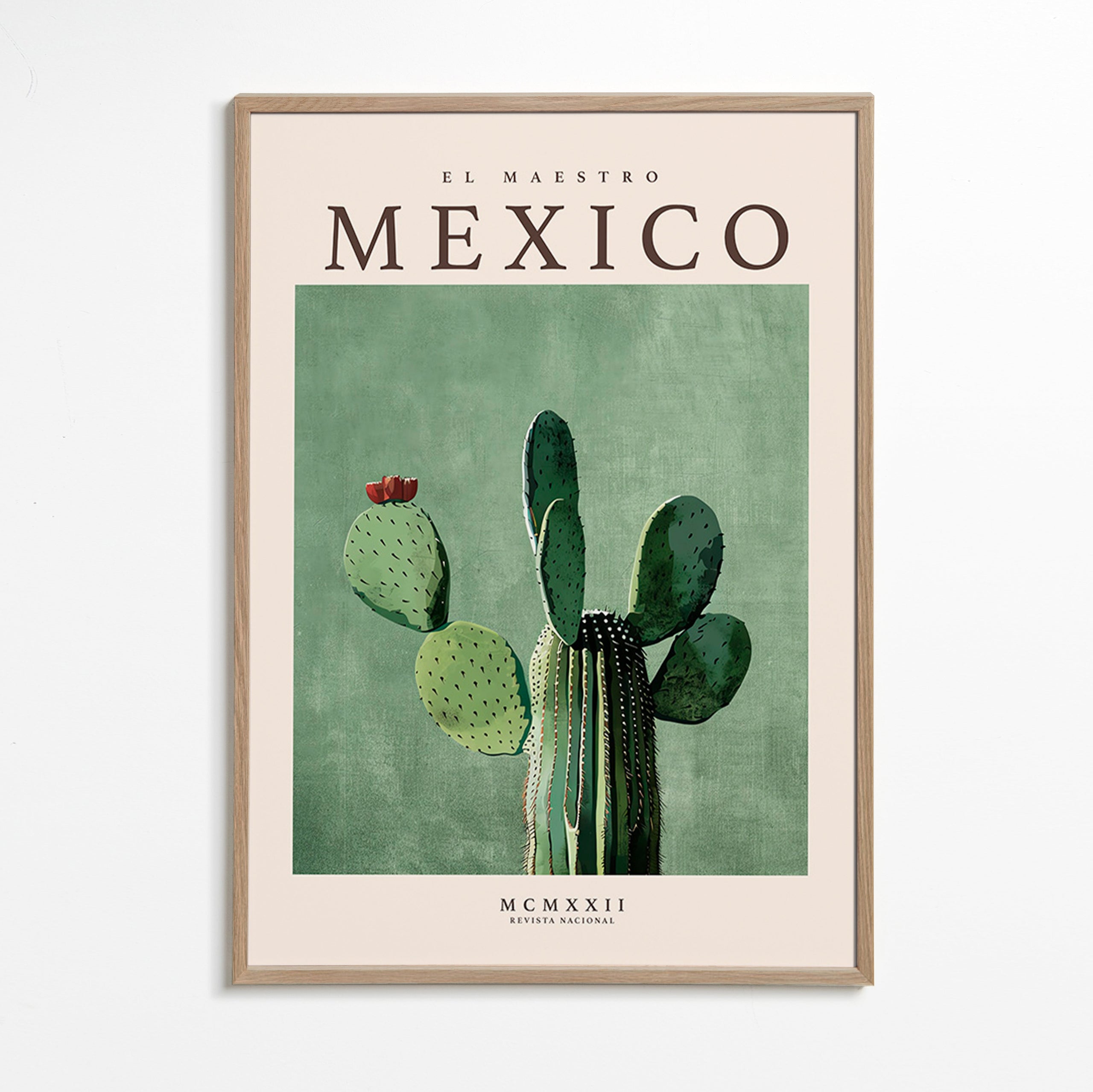 Botanisk plakat Mexico med kaktus