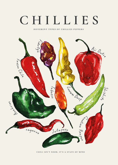 Køkkenkunst Chillies akvarel