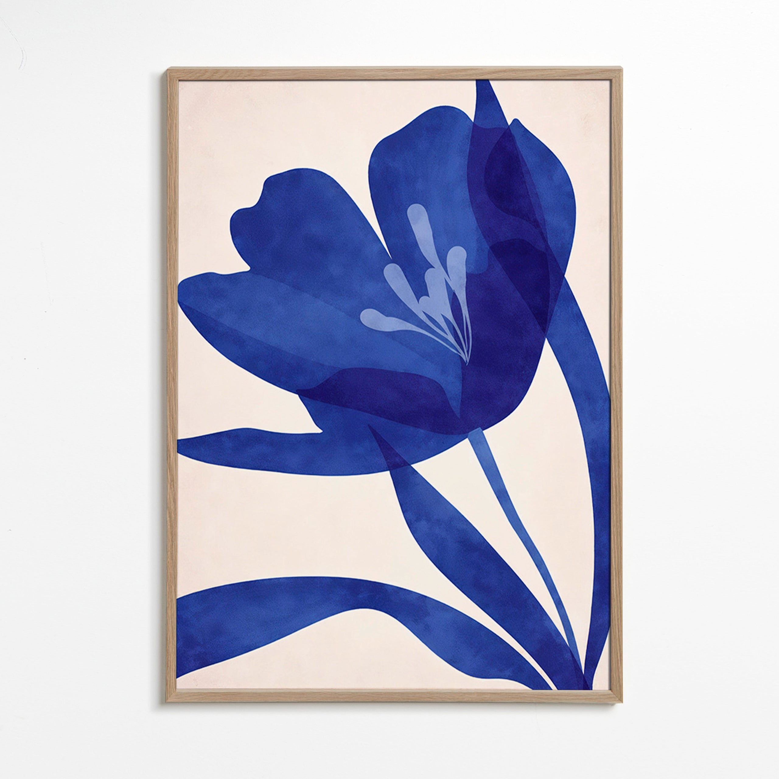 Botanisk plakat stiliseret blå blomst