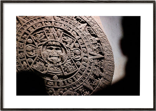 Fotografi af aztekisk kalender i relief